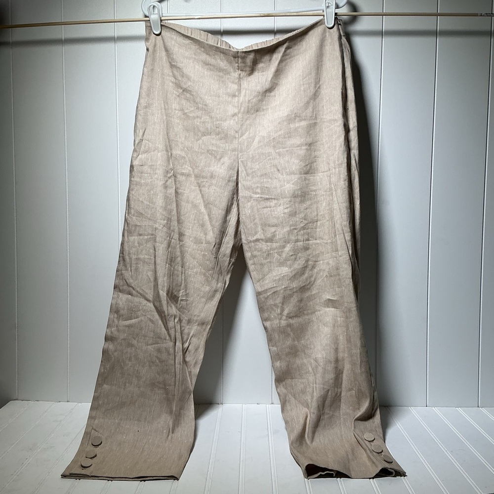 J Jill Linen Stretch Ankle Pants Women's Medium Boho Coastal Beach High Rise